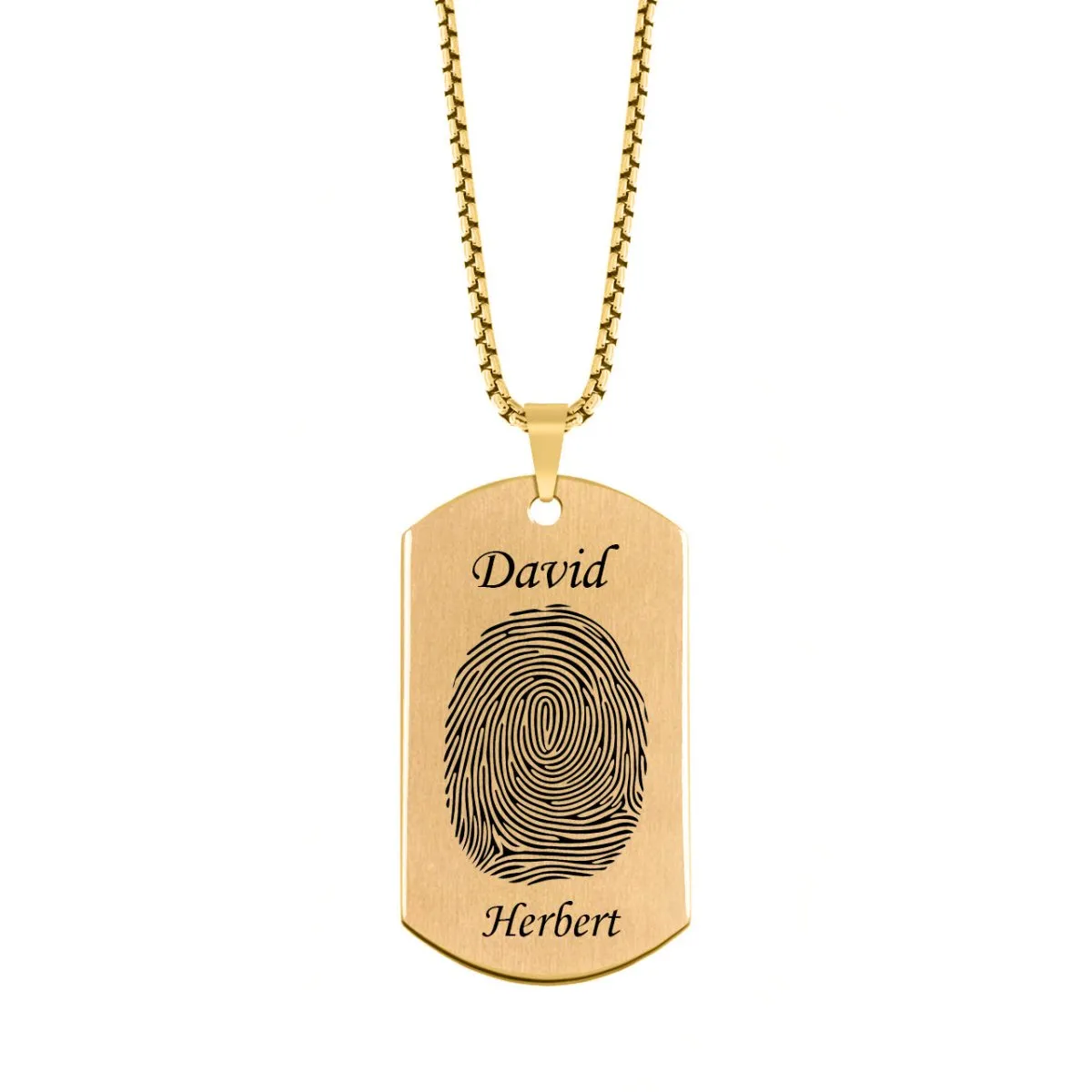 Brushed Fingerprint Dog Tag w/ First and Last Name