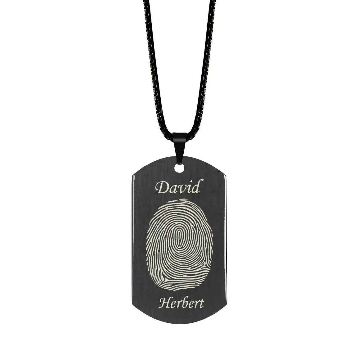 Brushed Fingerprint Dog Tag w/ First and Last Name