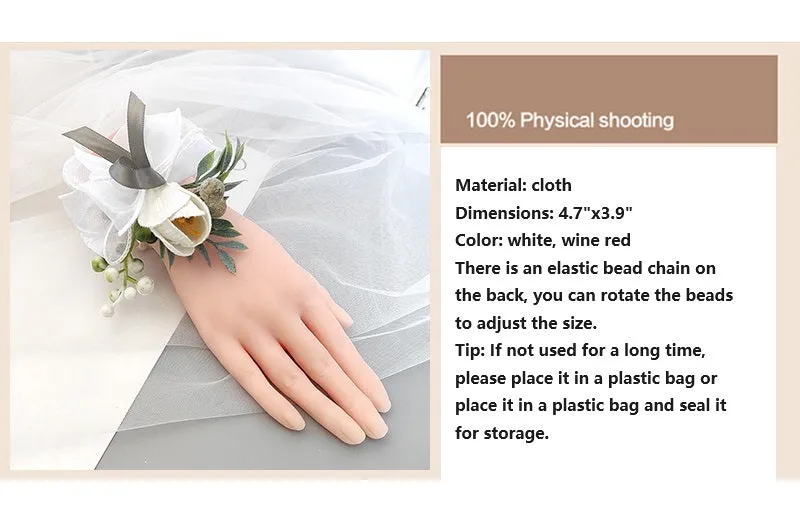 Bulk Romantic Marsala Artificial Flowers Velvet Tulips Wrist Corsage for Wedding Party Favors Wholesale