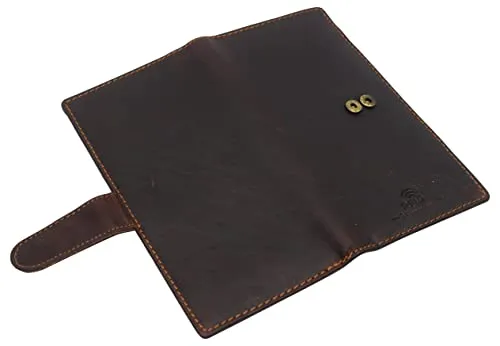 CAZORO Vintage Genuine Leather RFID Checkbook Cover Wallet with Snap Closure RFID610157RHU