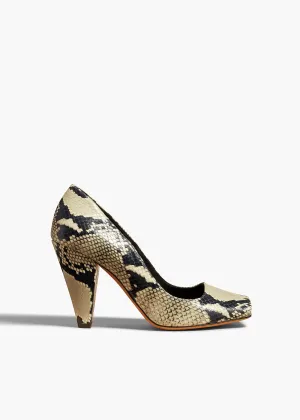 Cedar Pump in Natural Python-Embossed Leather