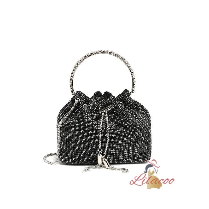 Chain-studded Full-drilled Bucket Bag