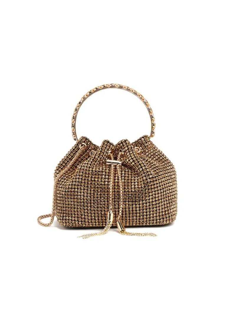 Chain-studded Full-drilled Bucket Bag