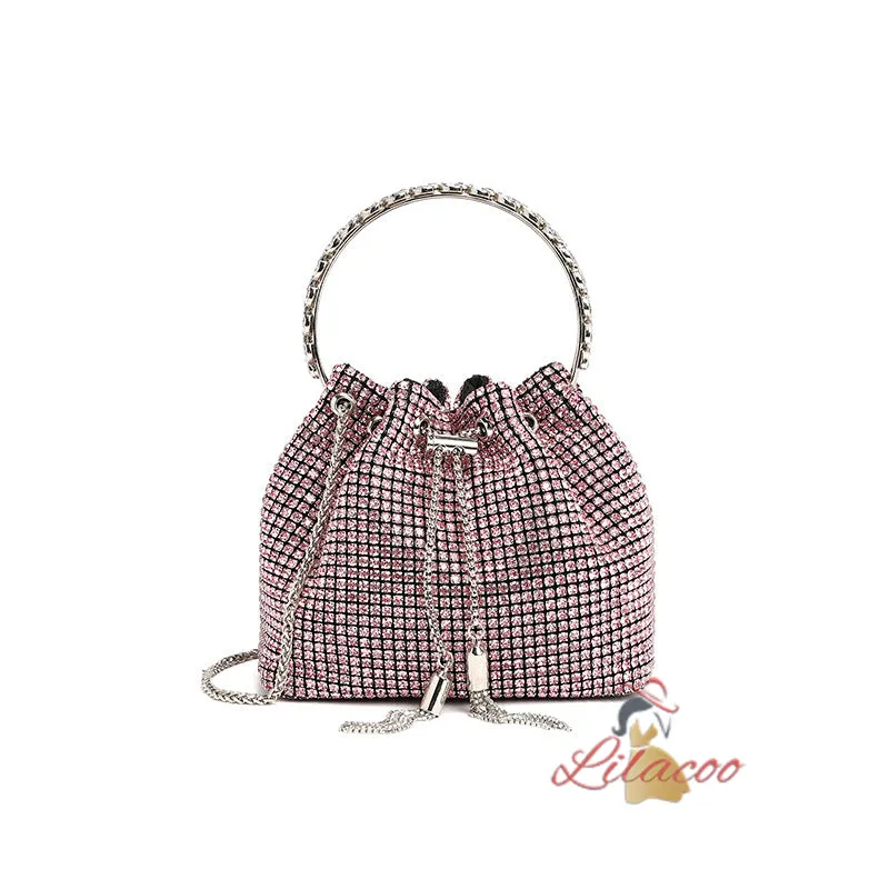 Chain-studded Full-drilled Bucket Bag