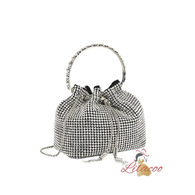 Chain-studded Full-drilled Bucket Bag