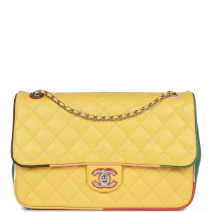 Chanel Cuba Color Flap Bag Yellow Lambskin Silver Hardware