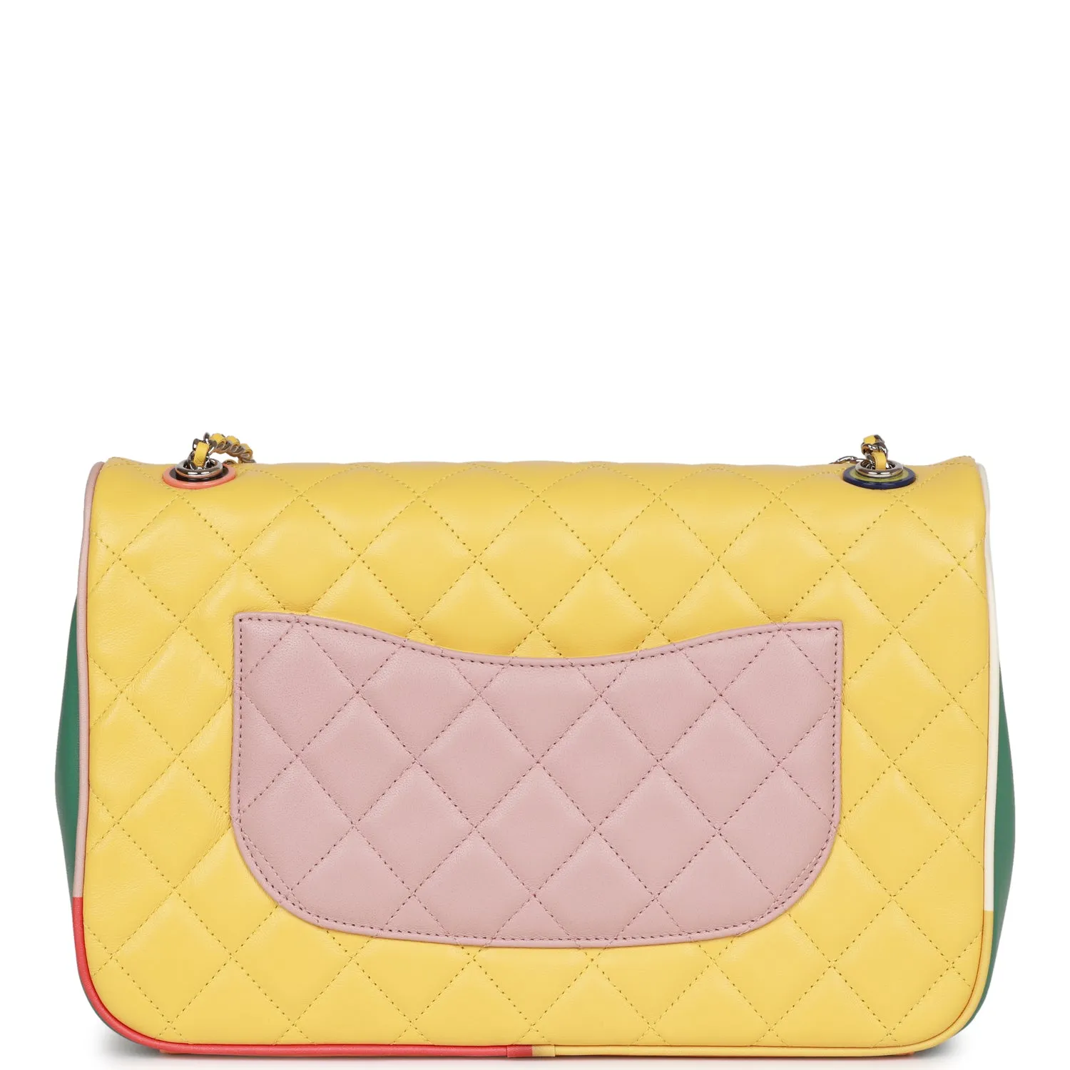 Chanel Cuba Color Flap Bag Yellow Lambskin Silver Hardware