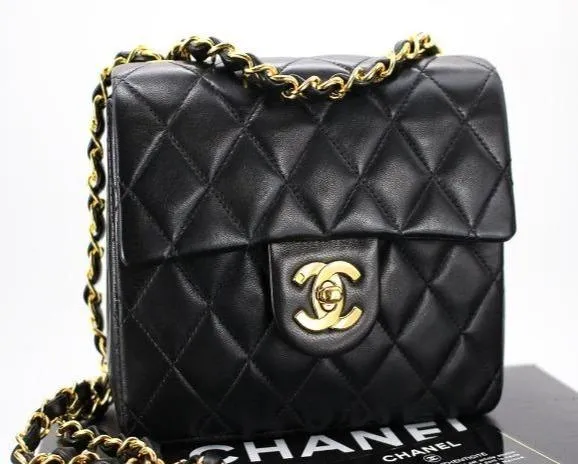 Chanel Mini Flap Bag Black Lambskin Gold Hardware