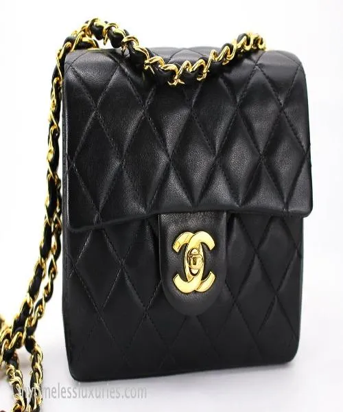 Chanel Mini Flap Bag Black Lambskin Gold Hardware