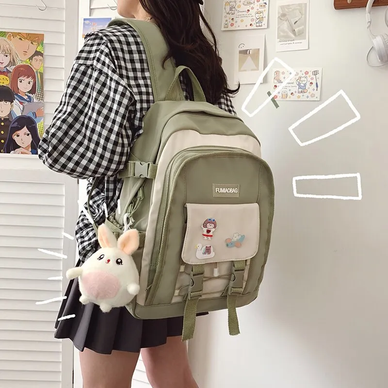 Christmas Gift New Large Capacity School Female Bag Cute Woman Backpack Nylon Badge Lady Kawaii Backpacks Fashion Book Girl Bags Student