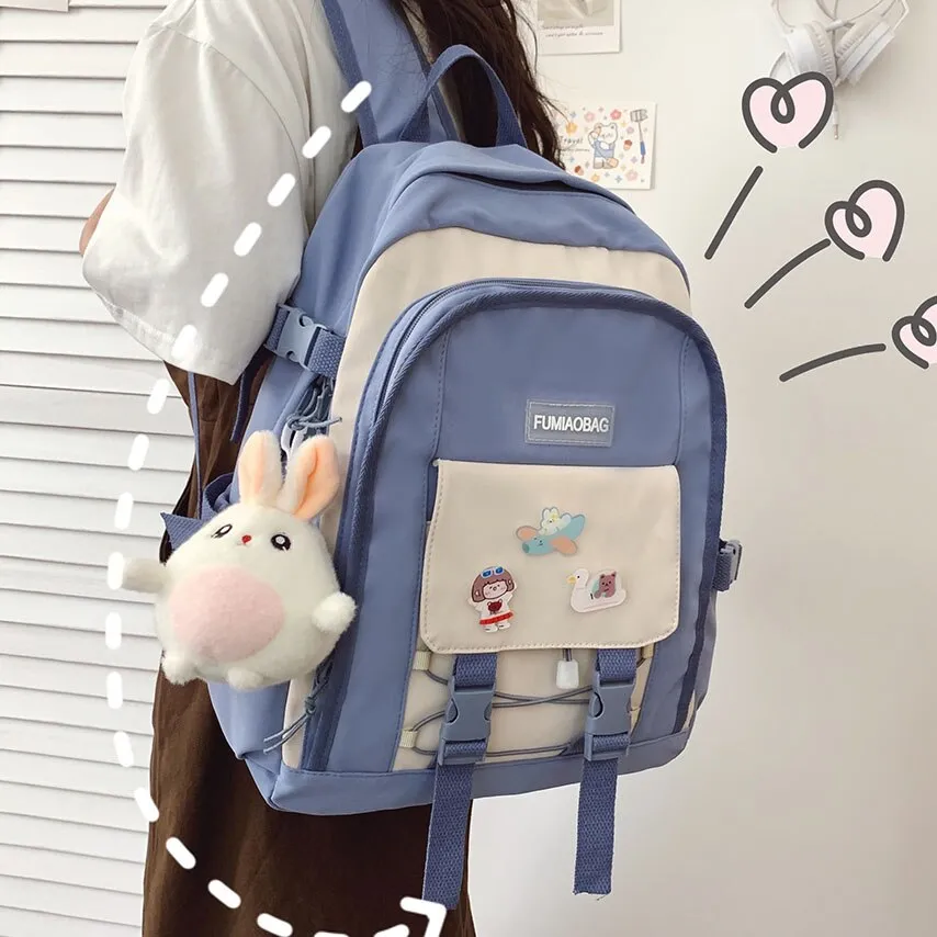 Christmas Gift New Large Capacity School Female Bag Cute Woman Backpack Nylon Badge Lady Kawaii Backpacks Fashion Book Girl Bags Student