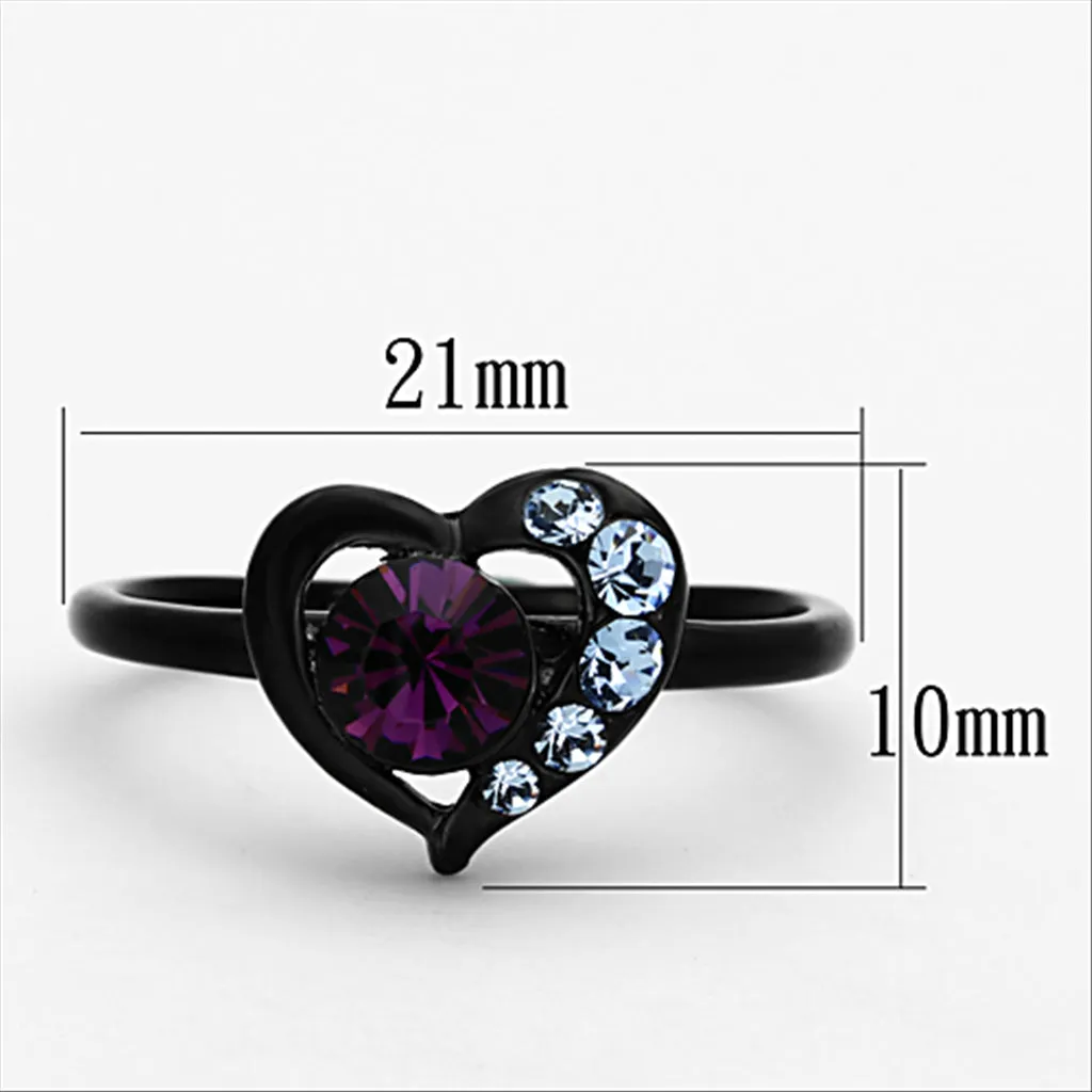 CJE1300 Wholesale IP Black Amethyst Heart Ring