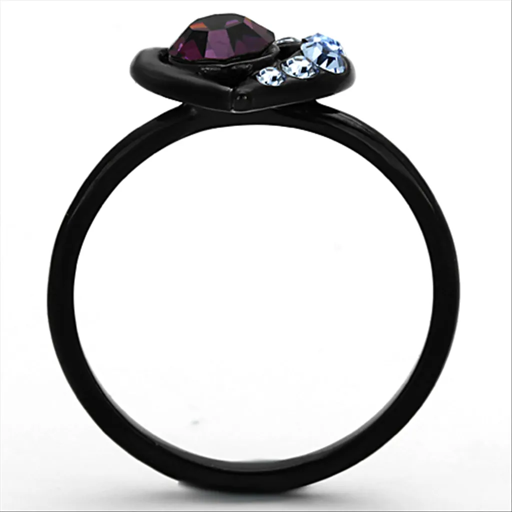 CJE1300 Wholesale IP Black Amethyst Heart Ring