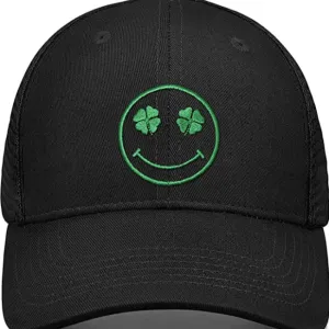 Clover Smile Embroidery Adjustable Baseball Cap