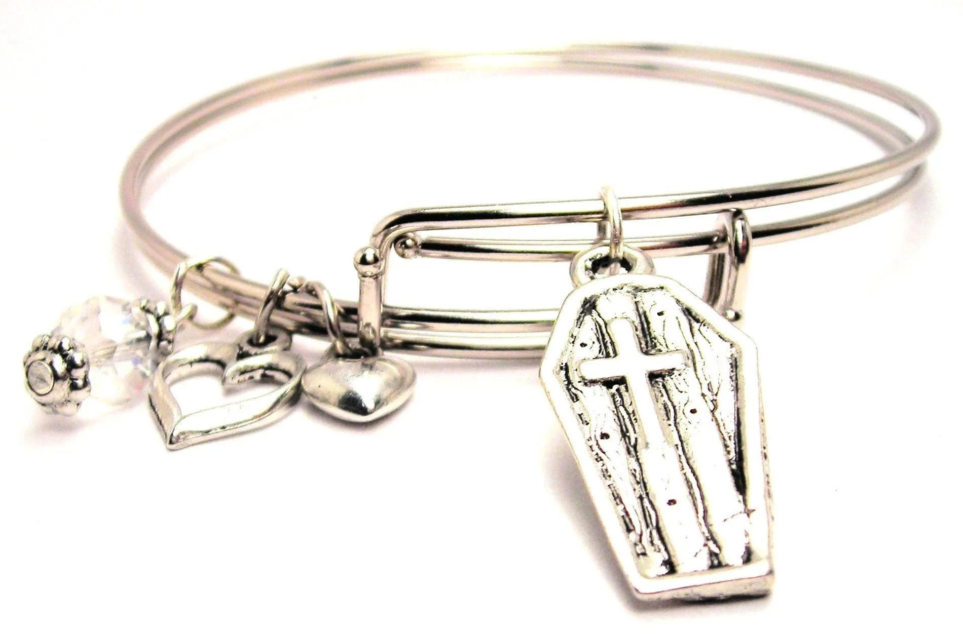 Coffin With Cross Expandable Bangle Bracelet Set