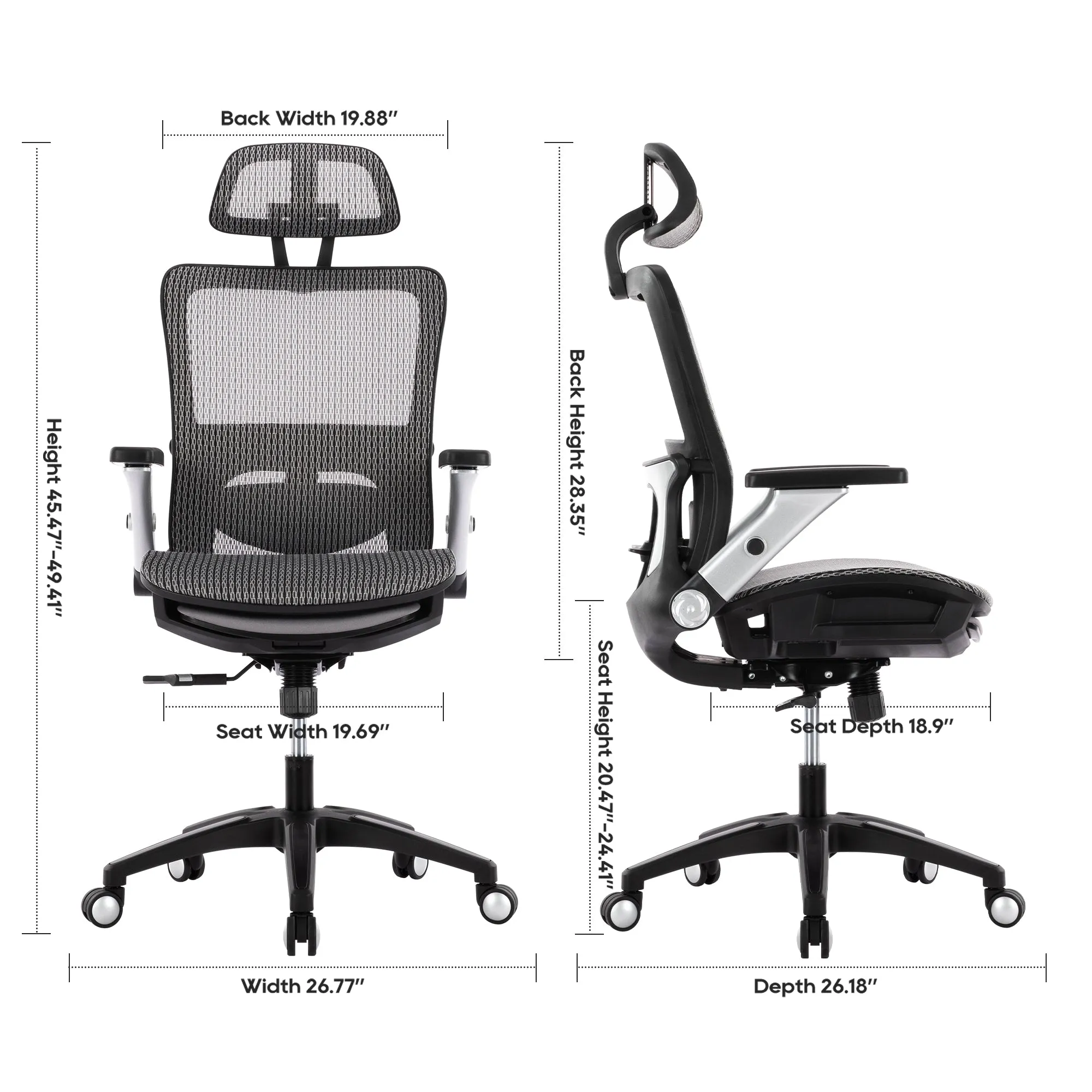 COLAMY 275lbs Executive High Back Mesh Office Chair with Footrest Model.2577