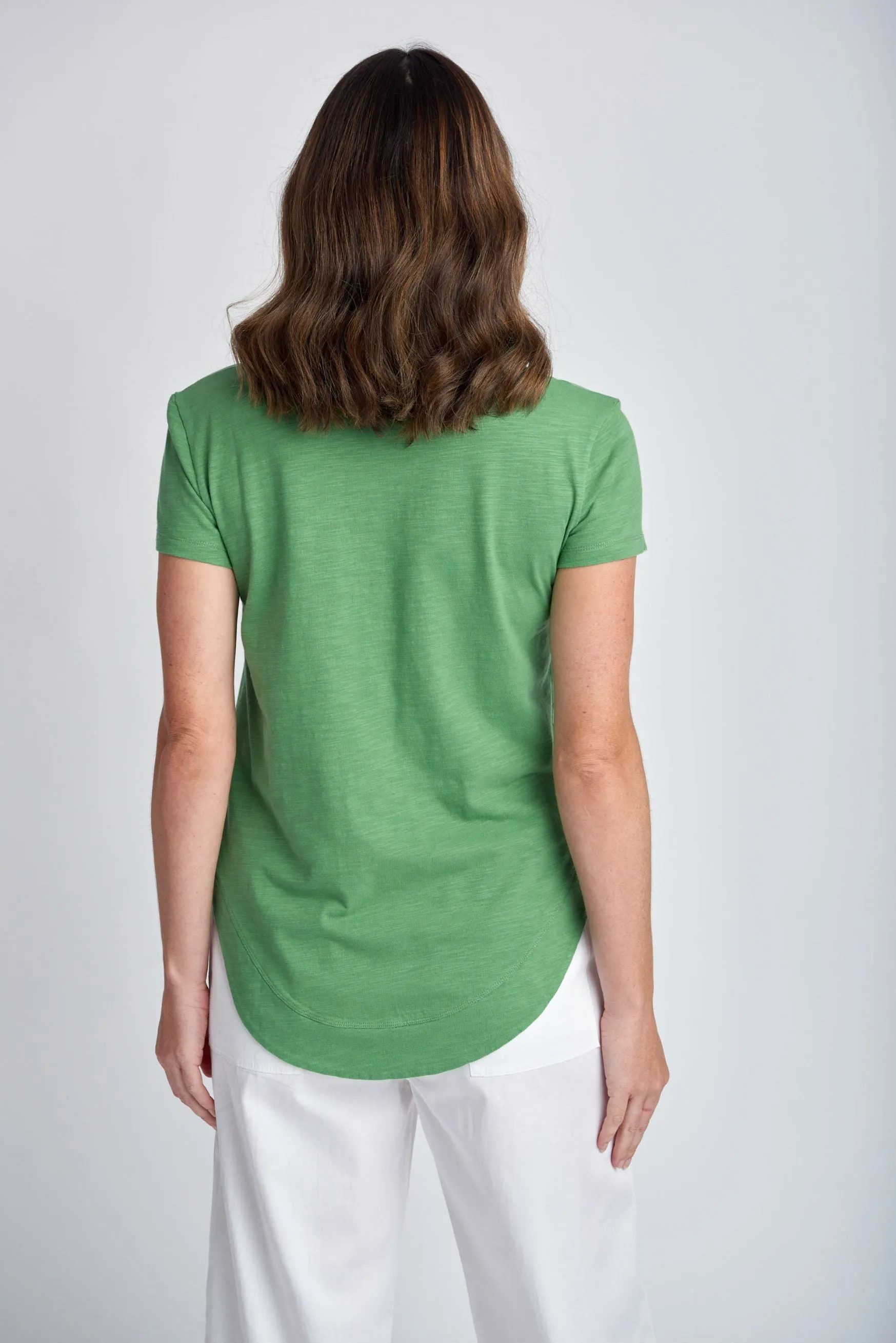 Cotton Shaped Hem Tee Palm Green