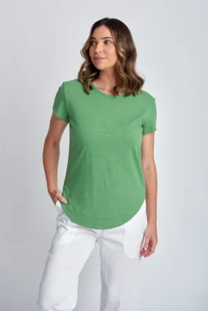 Cotton Shaped Hem Tee Palm Green