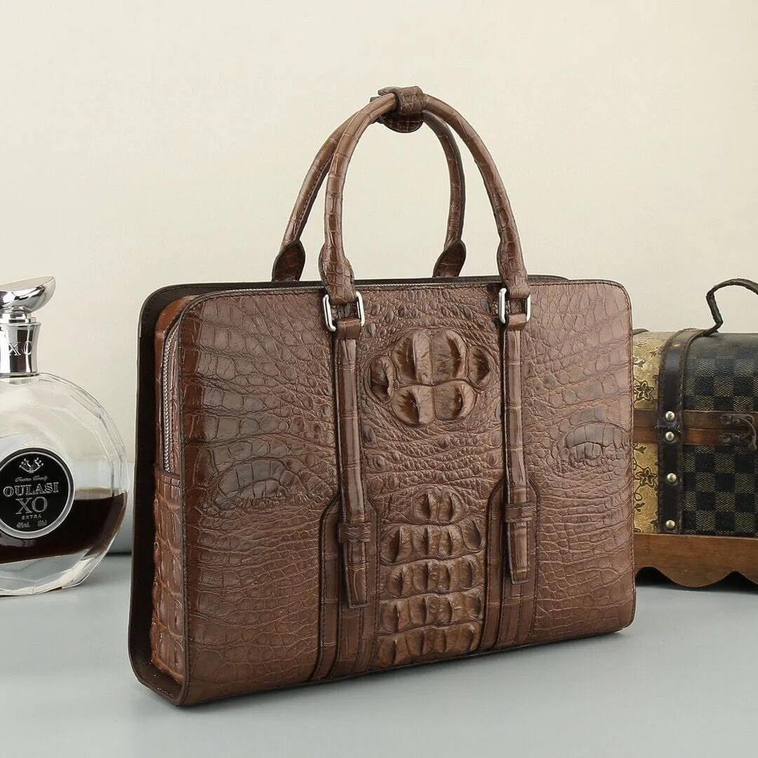 Crocodile Leather Briefcase Black & Brown