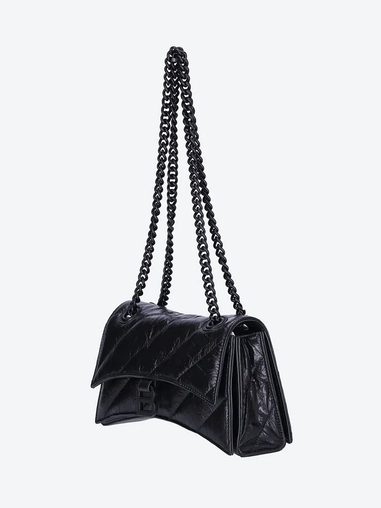 Crushed quilted calfskin chain bag