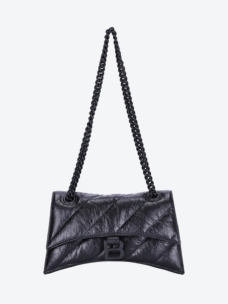 Crushed quilted calfskin chain bag