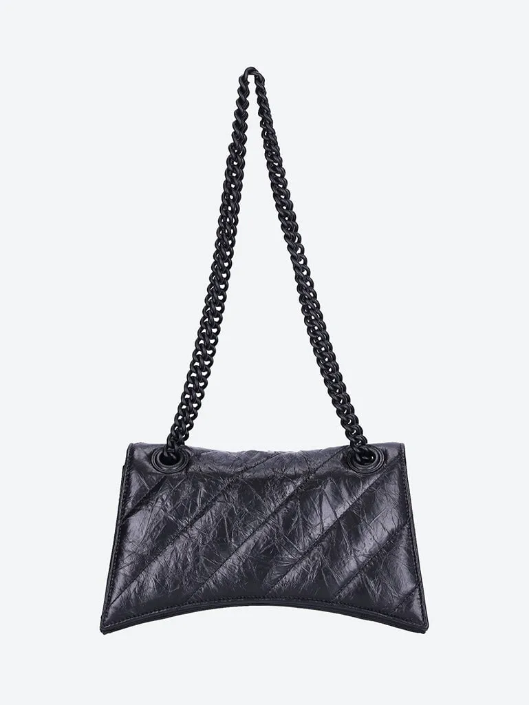 Crushed quilted calfskin chain bag