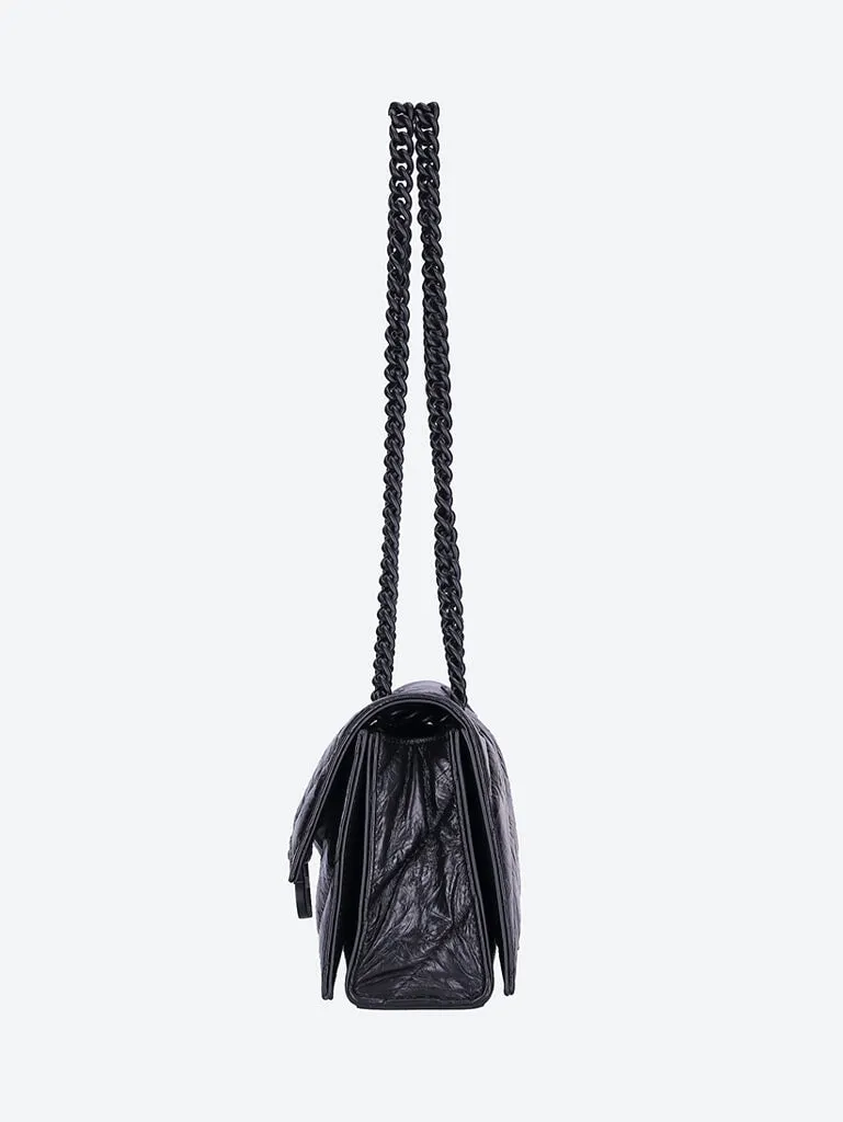 Crushed quilted calfskin chain bag