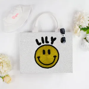 Custom Beaded Smiley Tote Bag