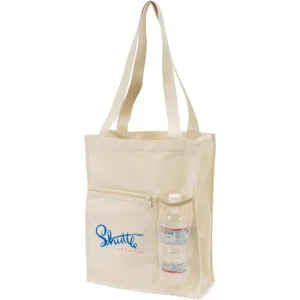 Custom Canvas Mesh Tote Bag with Bottle Holder