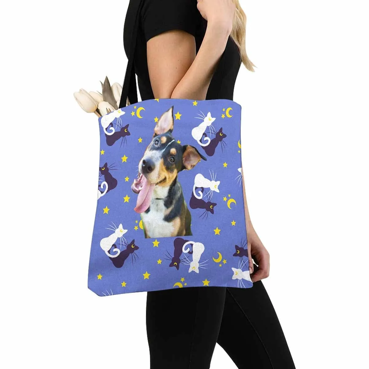 Custom Dog Cat Pattern Canvas Tote Bag