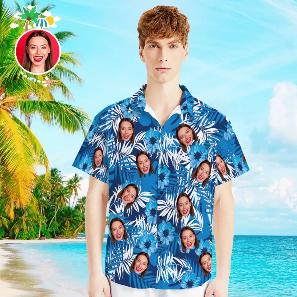 Custom Photo Hawaiian Shirt Parent-child Wears Personalised Face Hawaiian Shirt Gift for Family