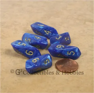 D6 Crystal Pearl Dice 6pc Set - Blue