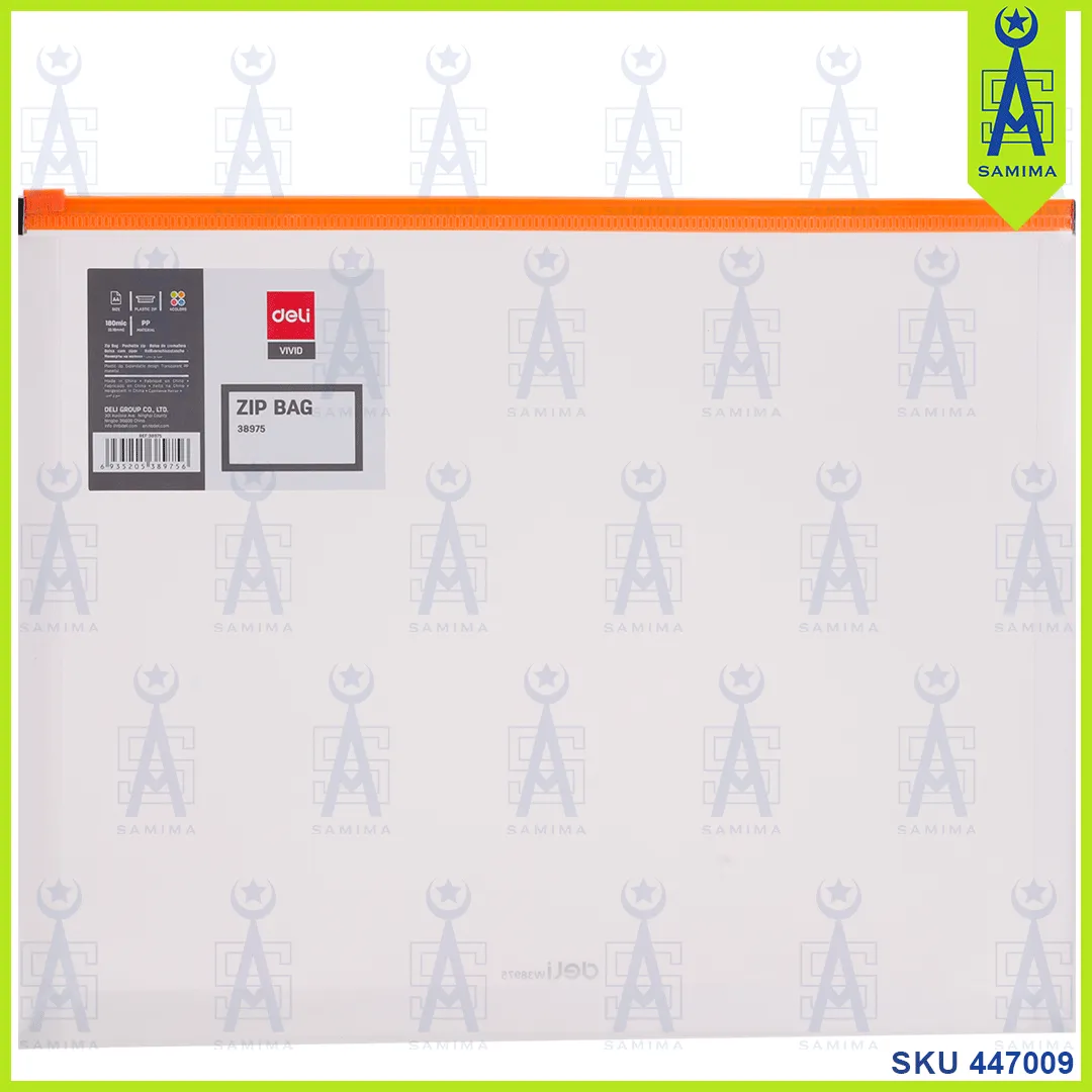 DELI E38975 TRANSPARENT ZIPLOCK BAG A4 W38976