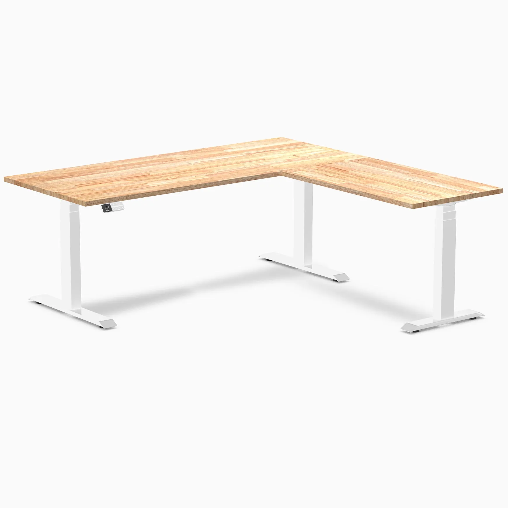 Desky Rubberwood L-Shape Sit Stand Desk