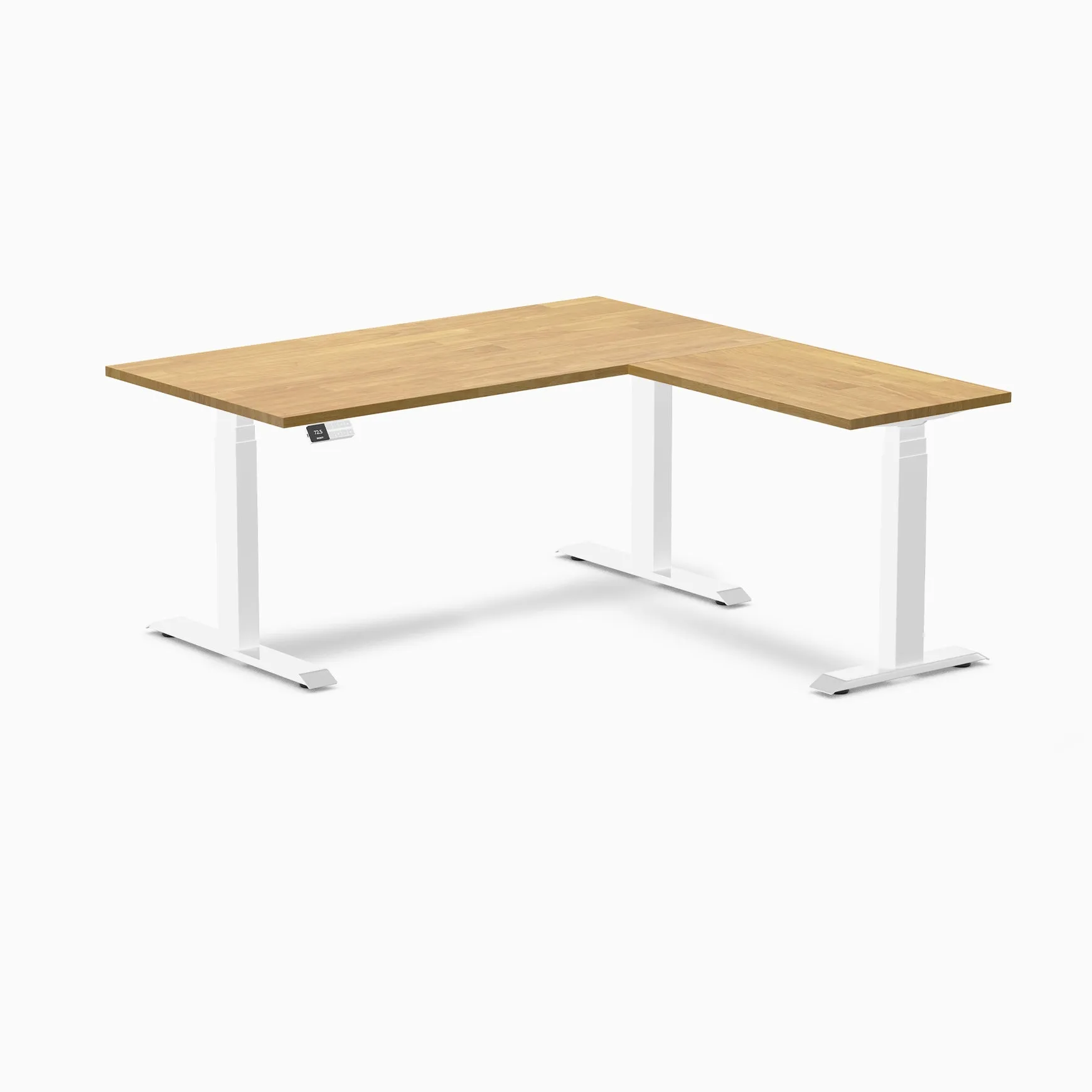 Desky Rubberwood L-Shape Sit Stand Desk