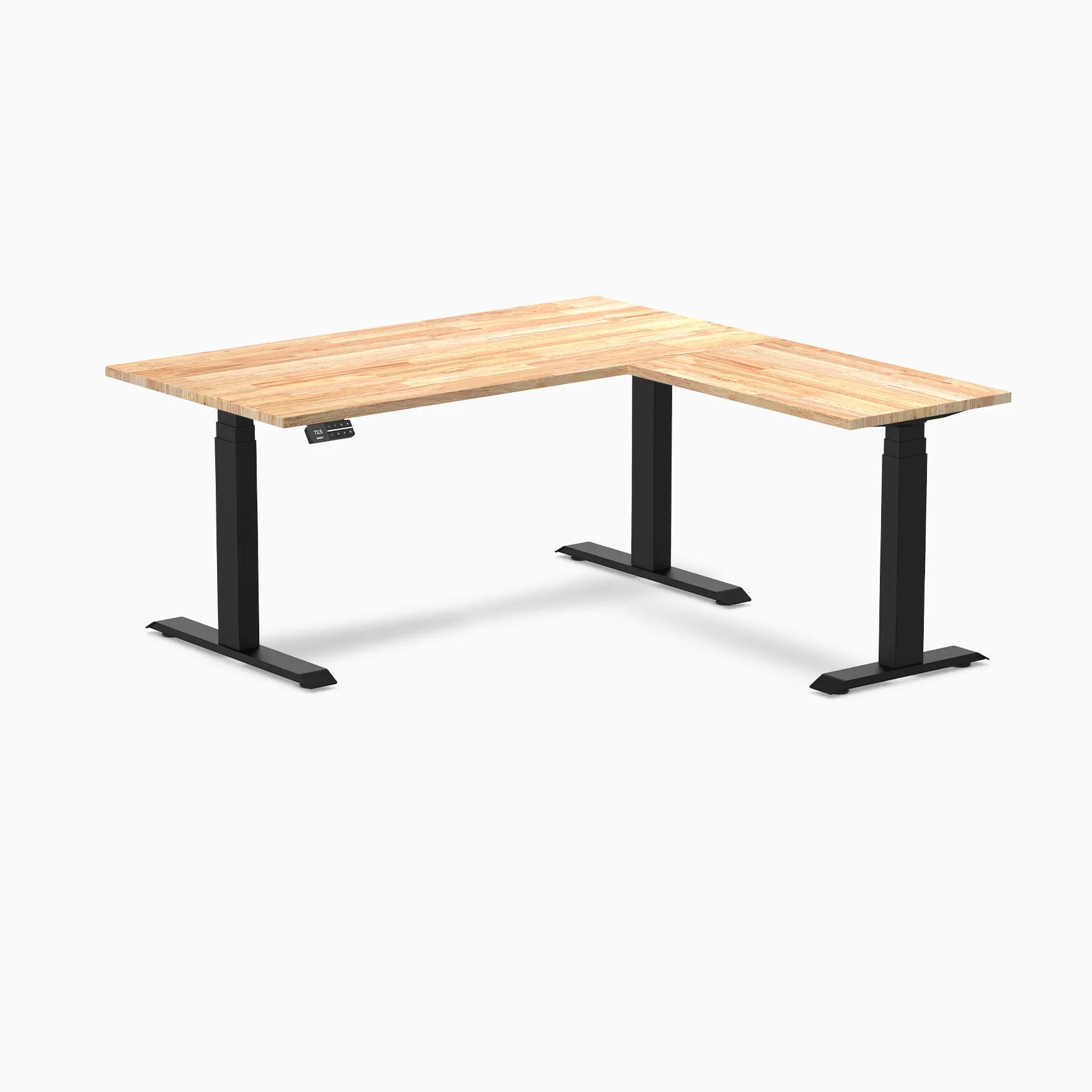 Desky Rubberwood L-Shape Sit Stand Desk