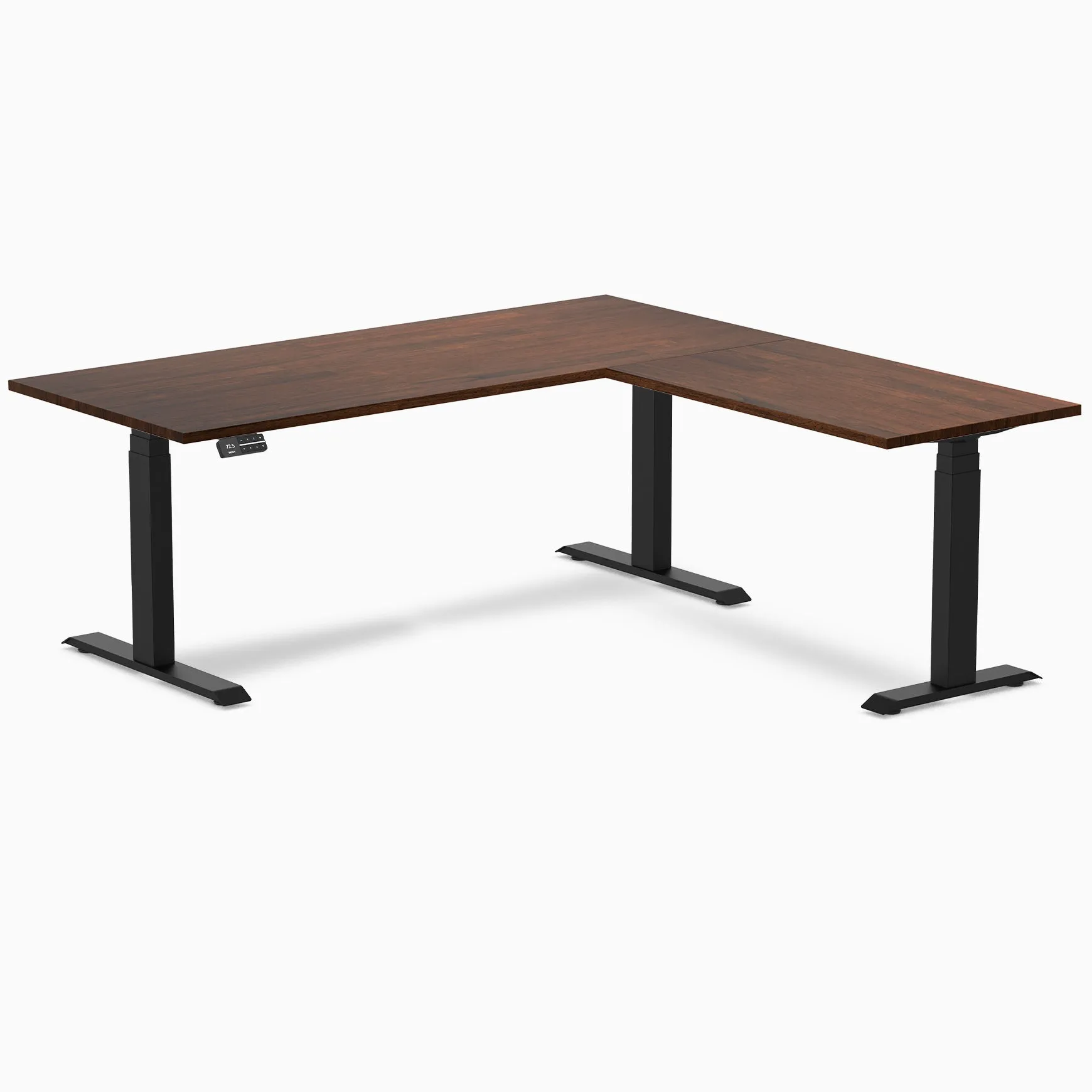 Desky Rubberwood L-Shape Sit Stand Desk