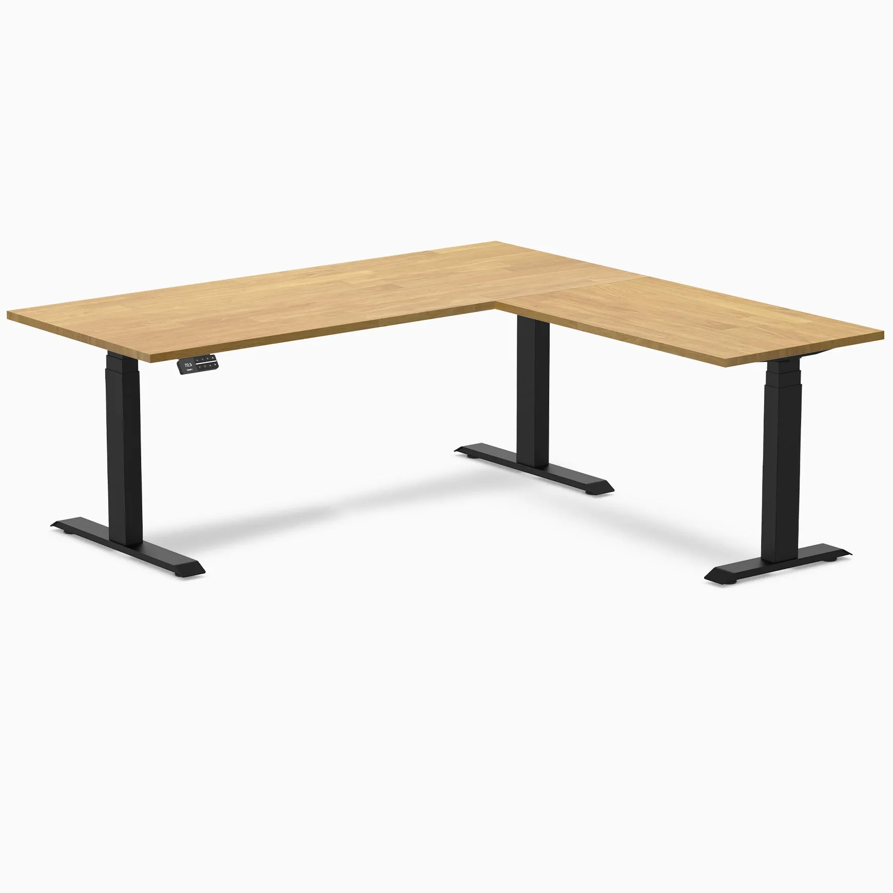 Desky Rubberwood L-Shape Sit Stand Desk