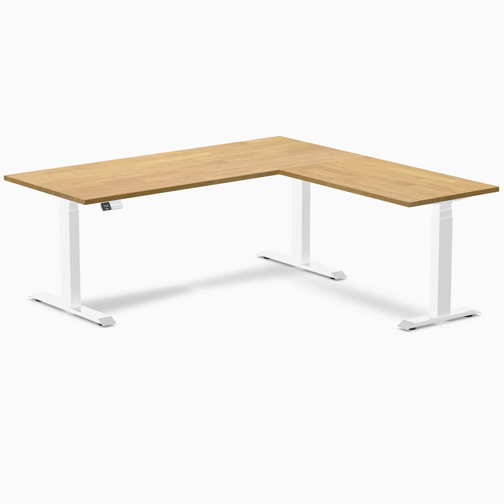 Desky Rubberwood L-Shape Sit Stand Desk