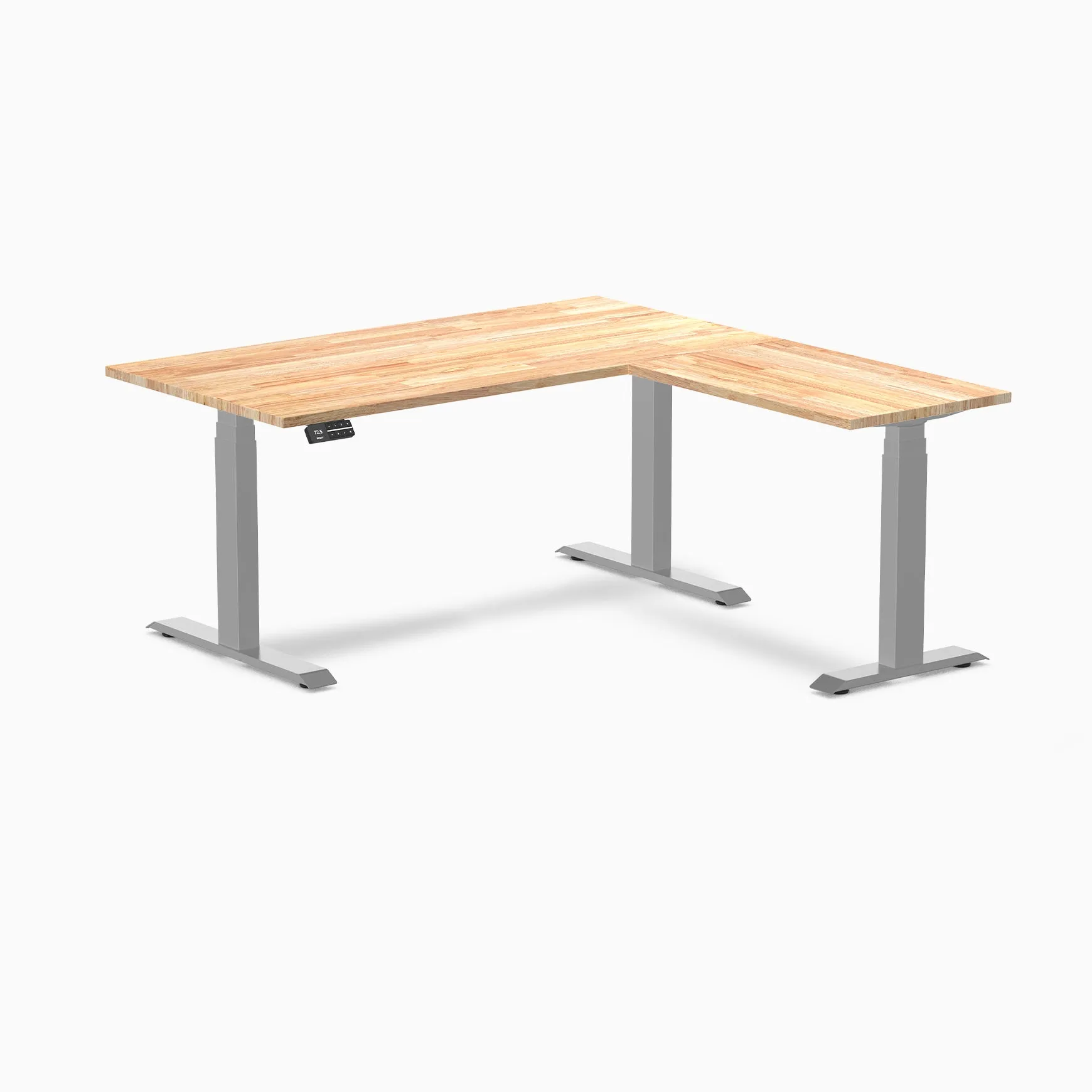 Desky Rubberwood L-Shape Sit Stand Desk