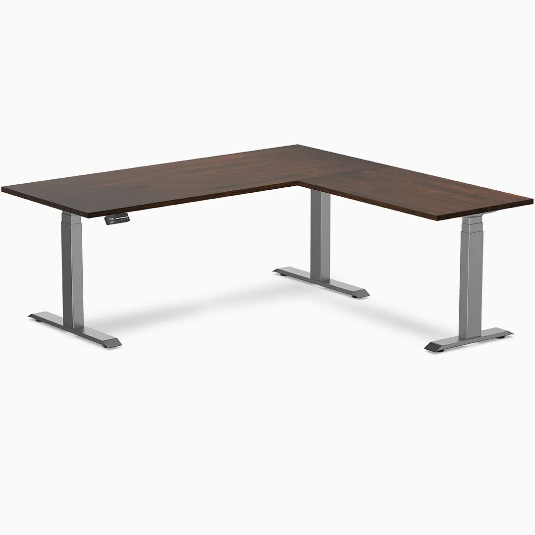 Desky Rubberwood L-Shape Sit Stand Desk