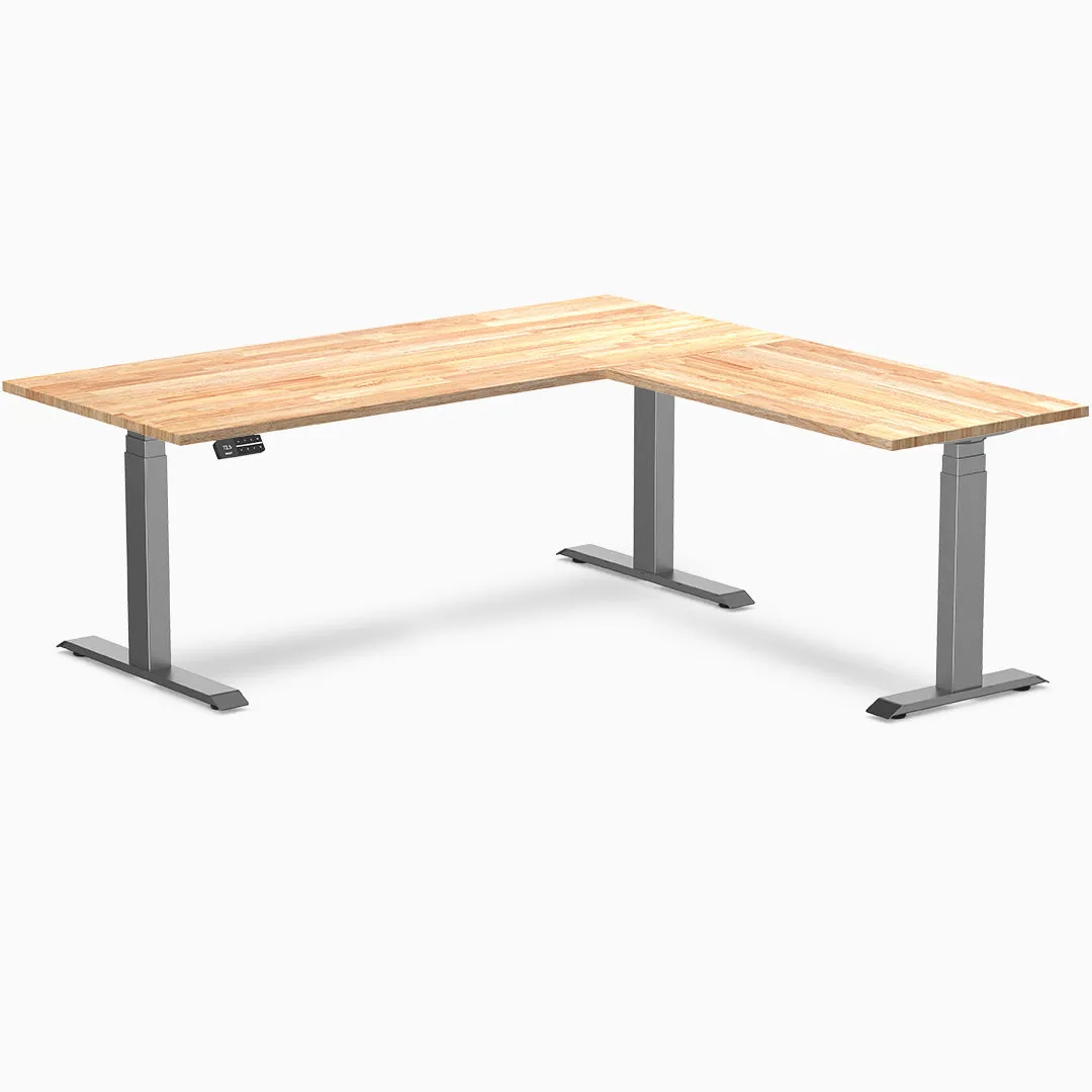 Desky Rubberwood L-Shape Sit Stand Desk