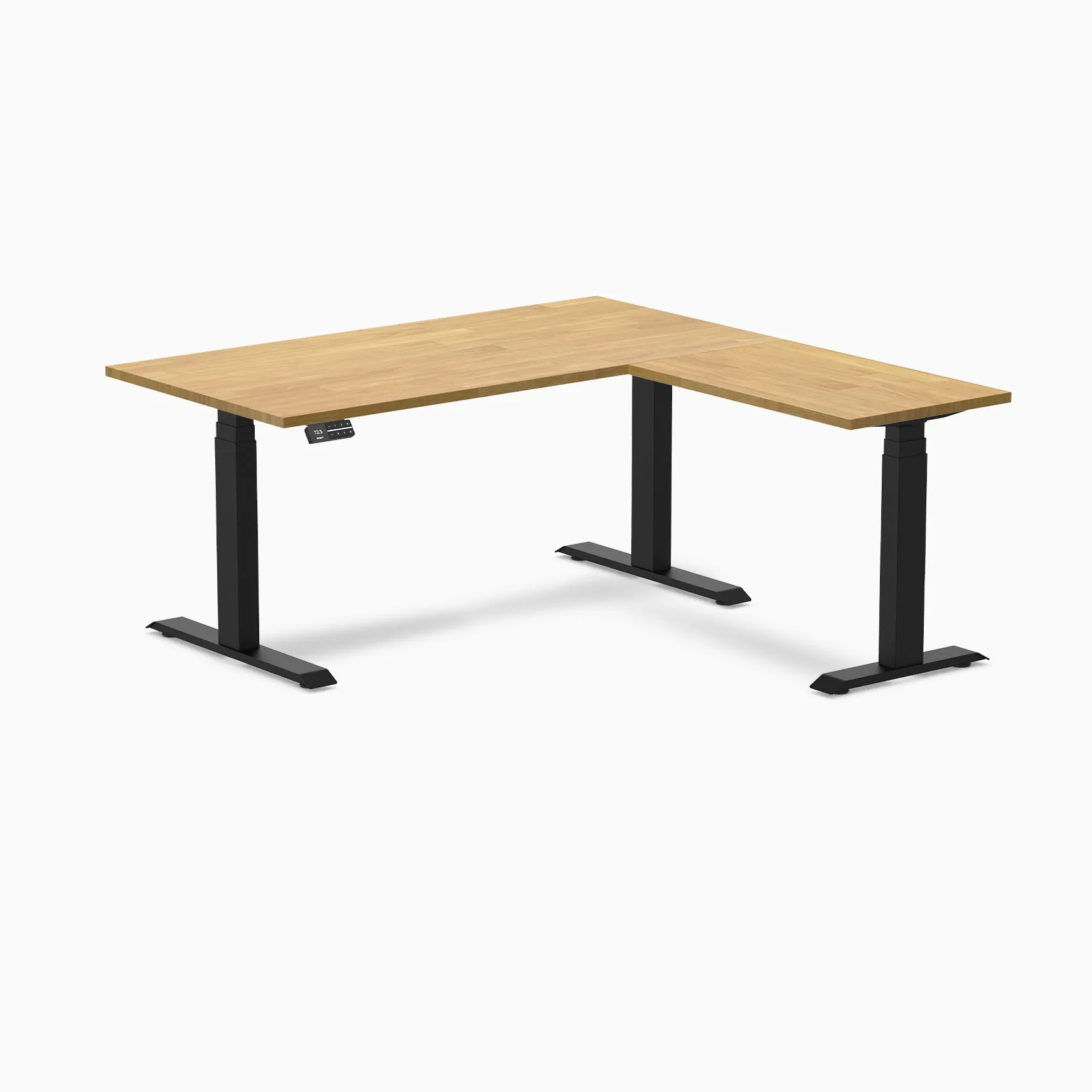 Desky Rubberwood L-Shape Sit Stand Desk