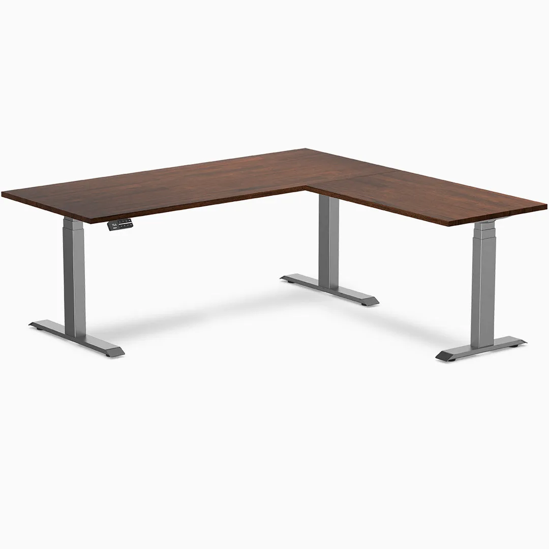 Desky Rubberwood L-Shape Sit Stand Desk