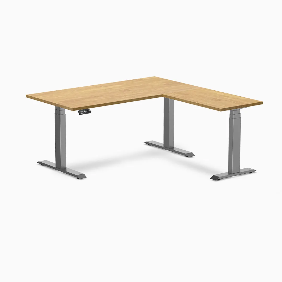 Desky Rubberwood L-Shape Sit Stand Desk