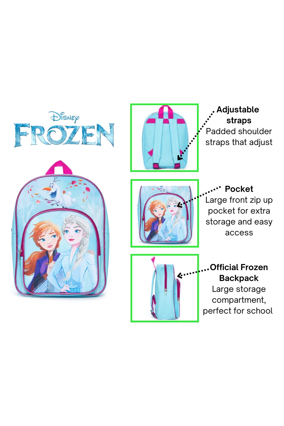 Disney Frozen Olaf Anna Elsa Backpack Nursery School Rucksack