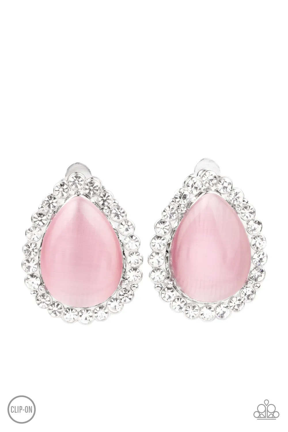 Downright Demure - Pink Rhinestone Earrings - Paparazzi Accessories