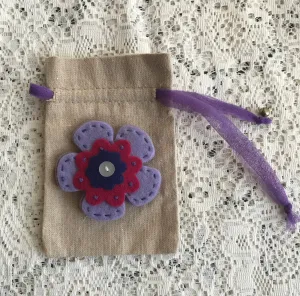 Drawstring Bag with Felt Flower