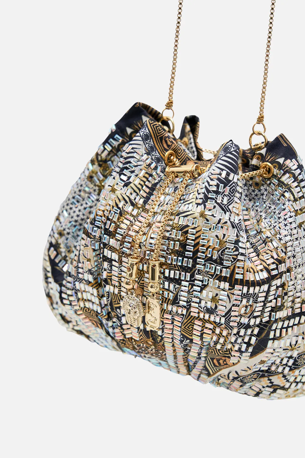 DRAWSTRING POUCH WITH CHAIN STRAP TEMPLES OF DENDARA