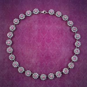 Edwardian Style CZ Riviere Necklace Sterling Silver